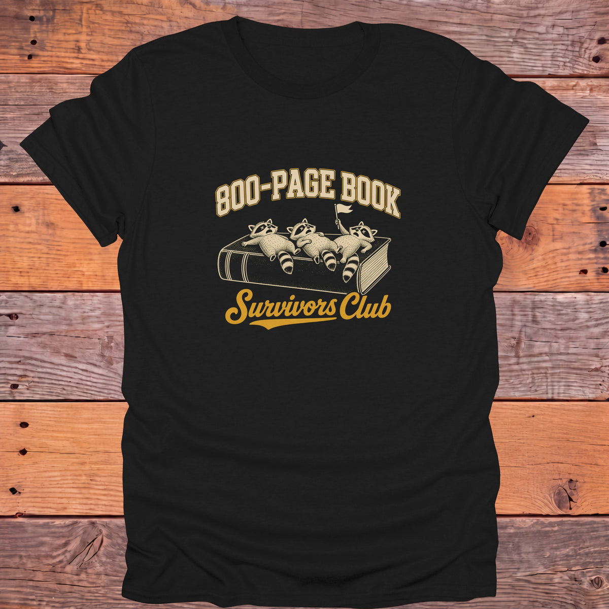 800 Page Book Survivors Club Bookish T-Shirt - Black