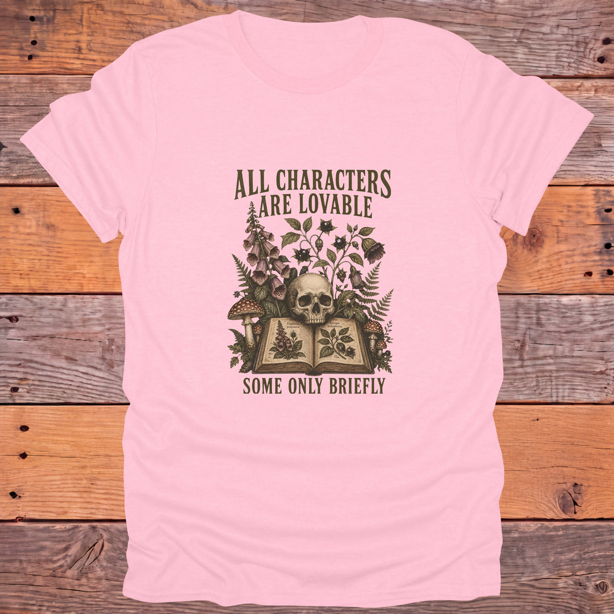 All Characters Are Lovable, Some Only Briefly Bookish T-Shirt - Light Pink
