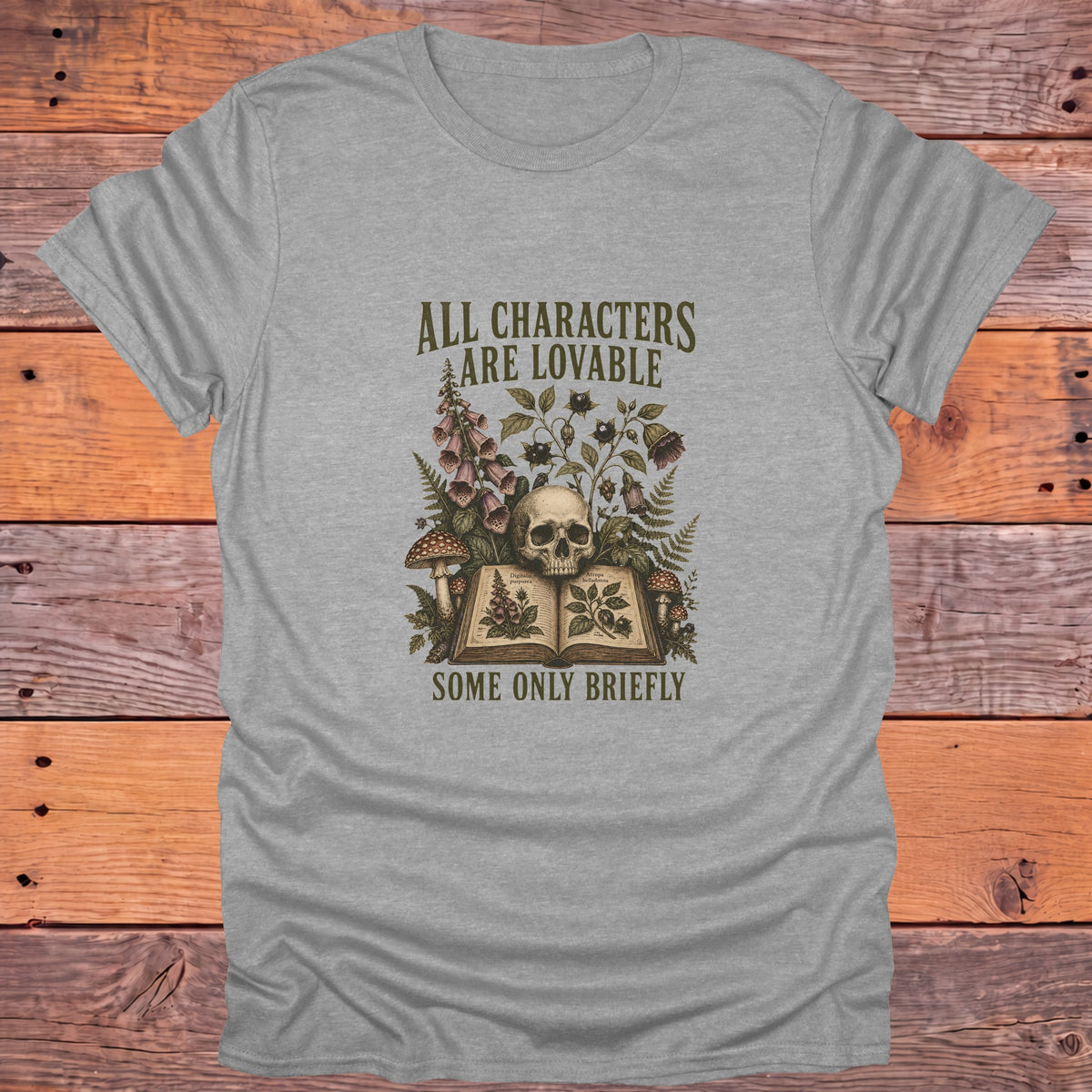 All Characters Are Lovable, Some Only Briefly Bookish T-Shirt - Sport Grey