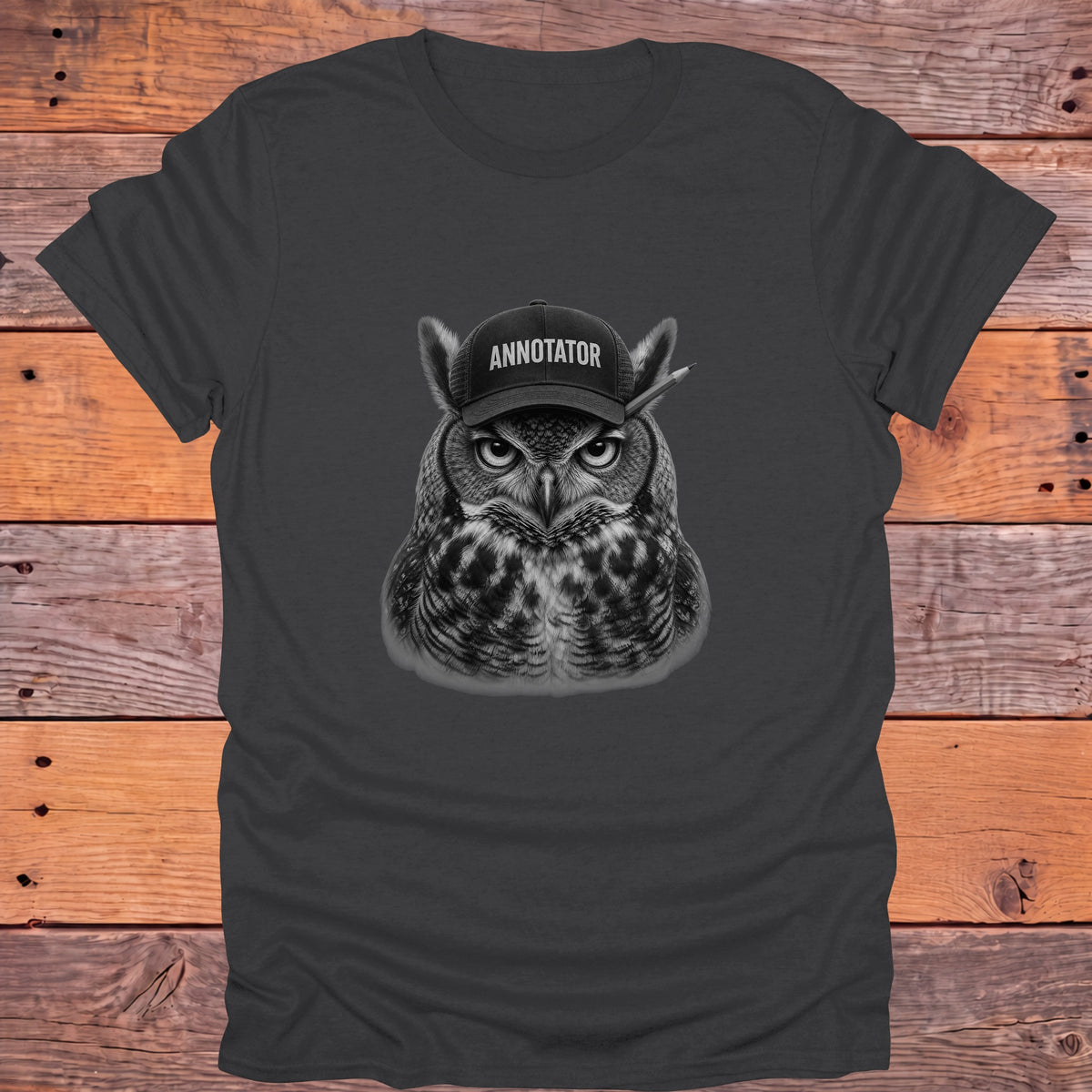 Annotator Owl Bookish T-Shirt - Charcoal