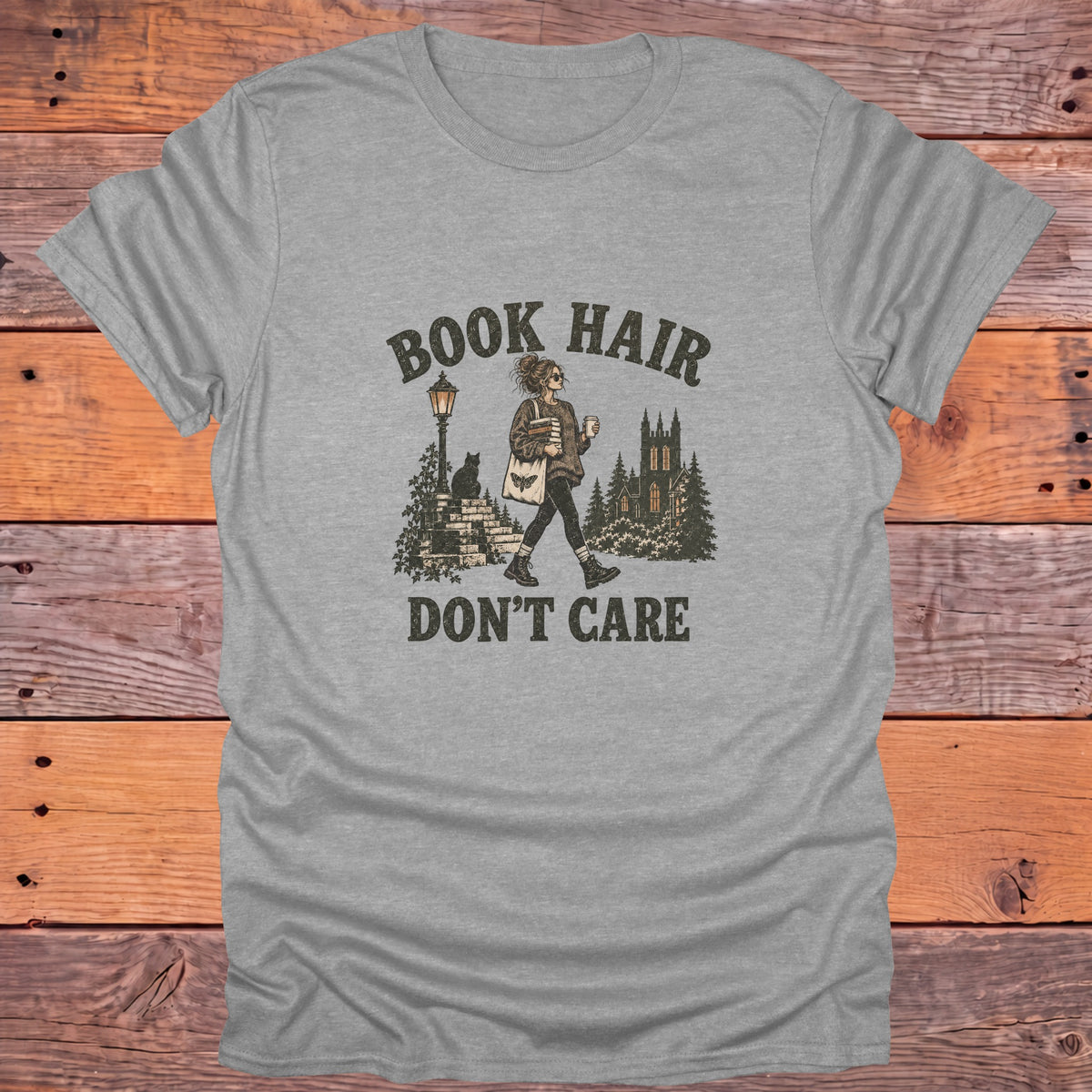 Book Hair Don't Care Bookish T-Shirt - Sport Grey
