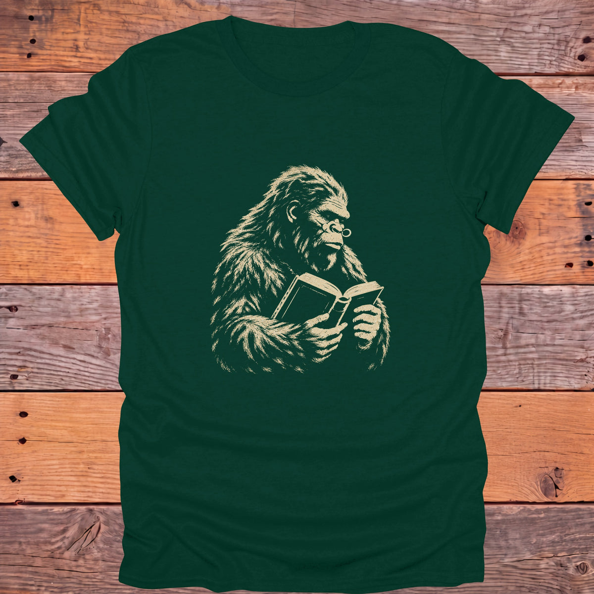 Bookish Sasquatch Reader Bookish T-Shirt - Forest Green