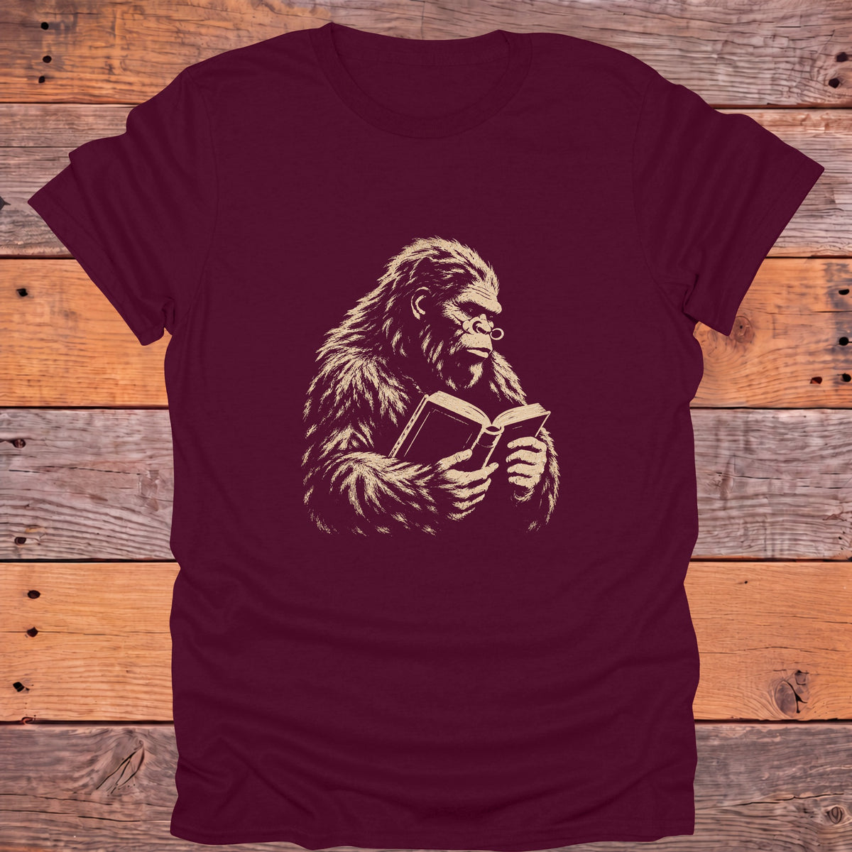Bookish Sasquatch Reader Bookish T-Shirt - Maroon