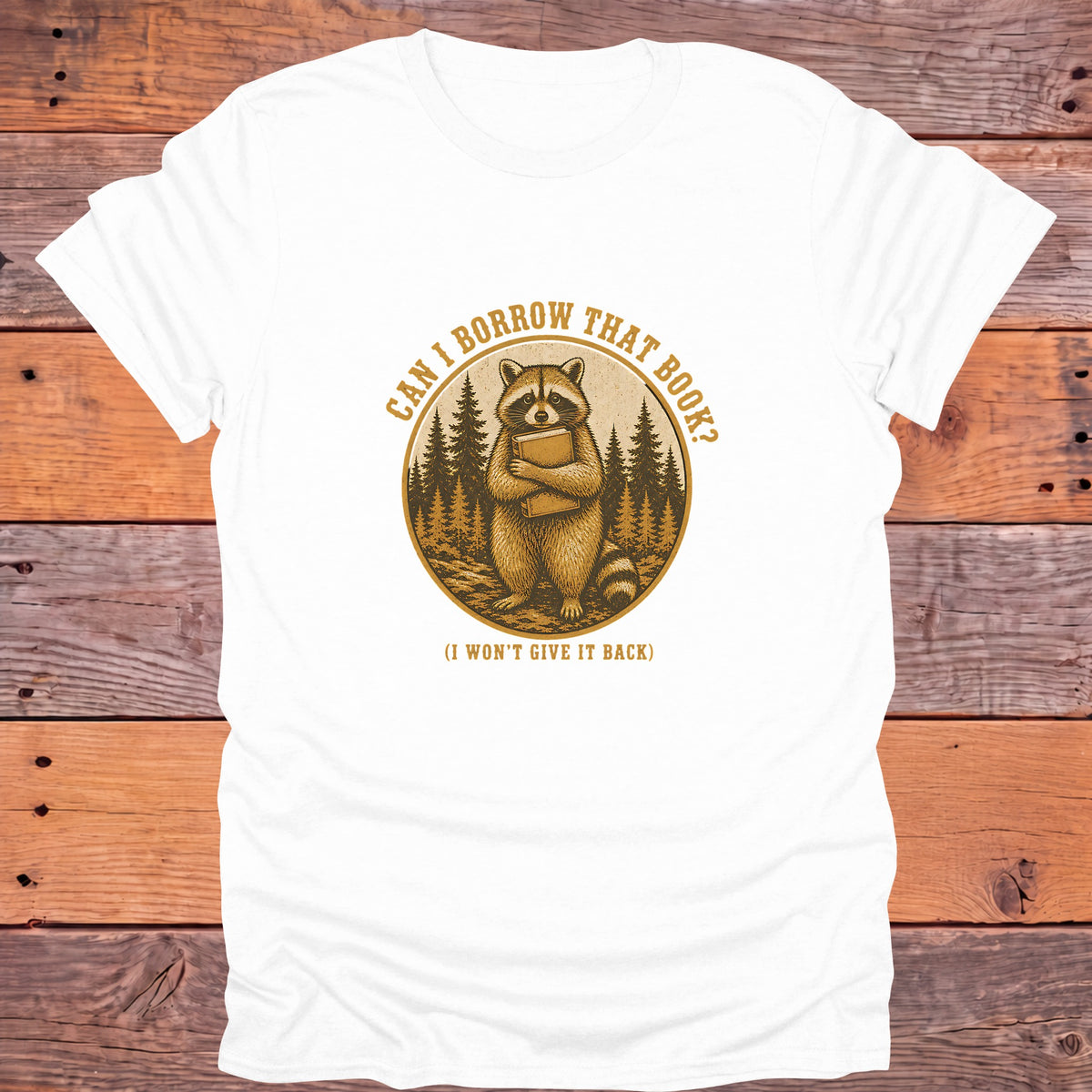 Can I Borrow That Book Raccoon Bookish T-Shirt - White