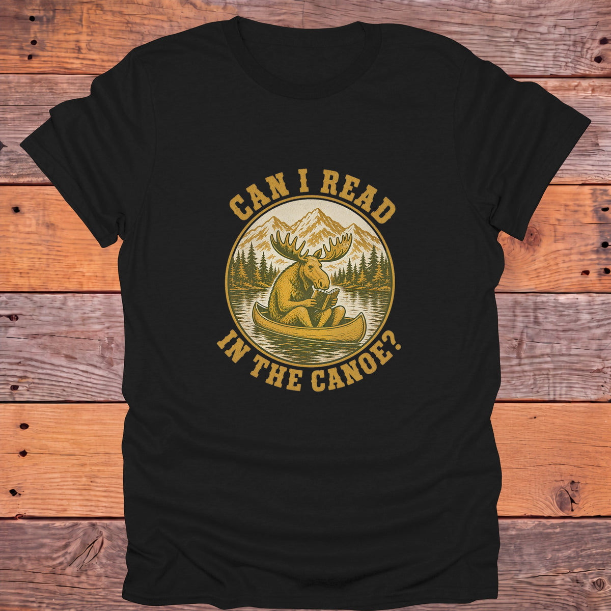 Can I Read in the Canoe Moose Bookish T-Shirt - Black