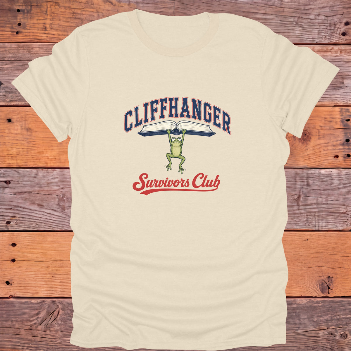 Cliffhanger Survivors Club Frog Bookish T-Shirt - Natural