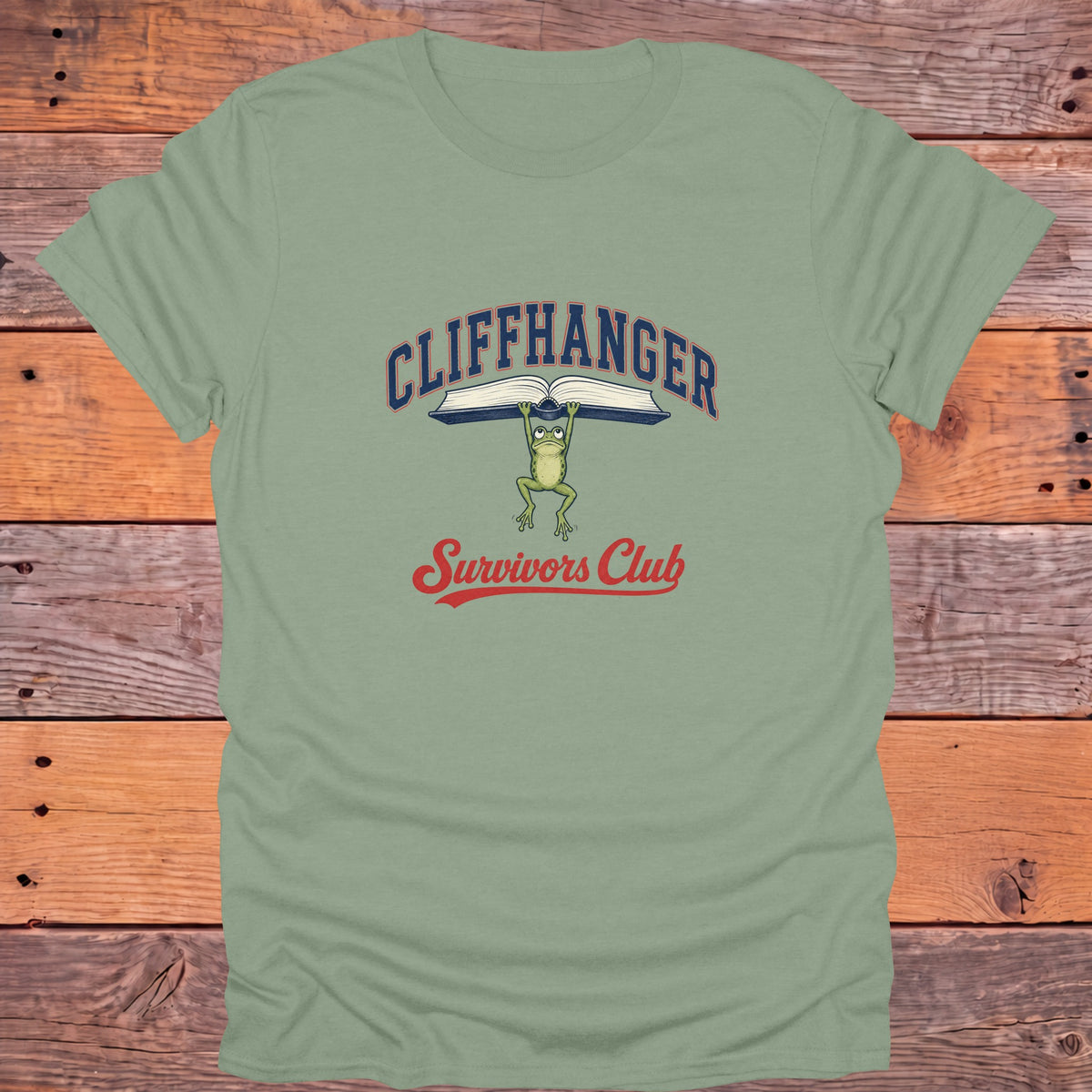 Cliffhanger Survivors Club Frog Bookish T-Shirt - Sage