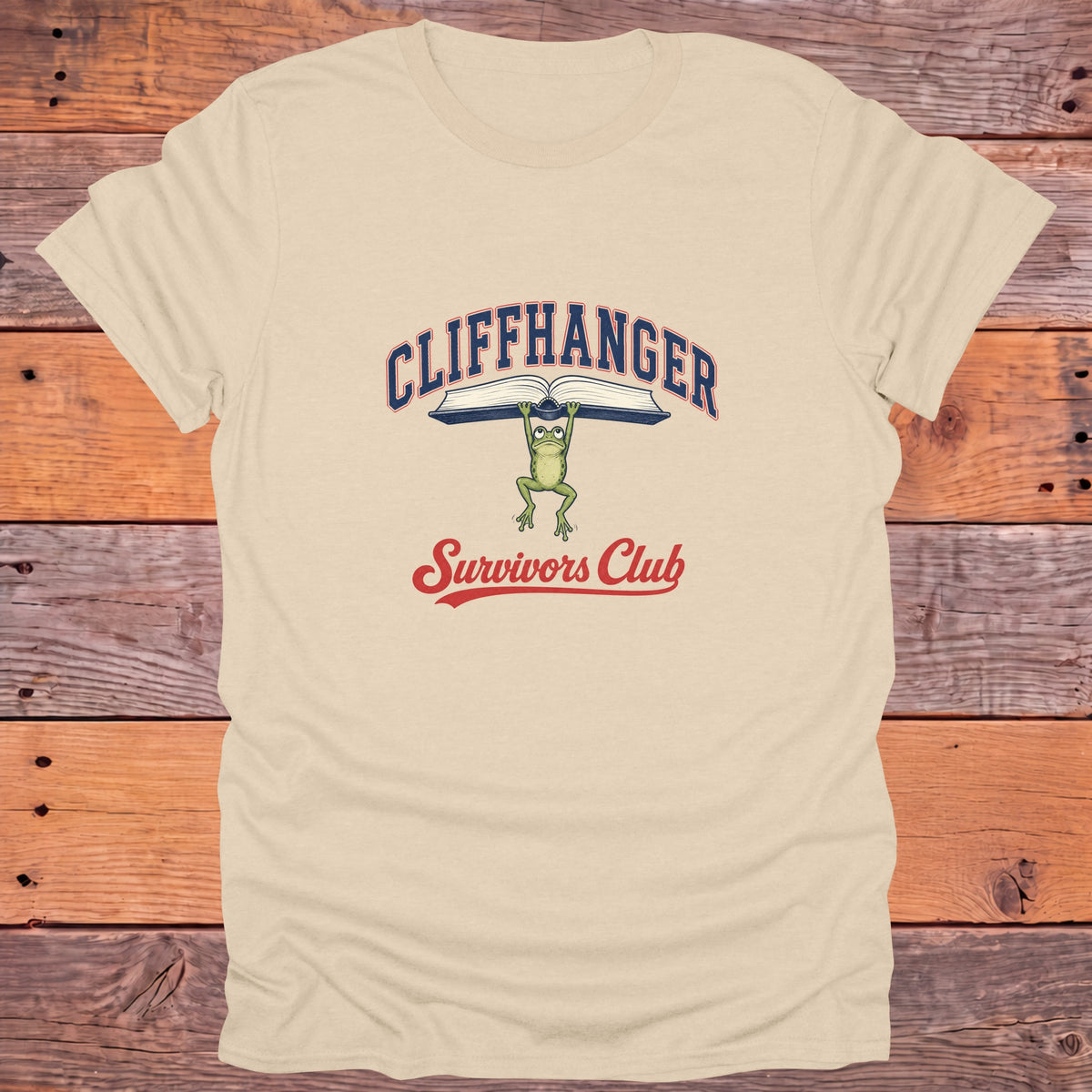 Cliffhanger Survivors Club Frog Bookish T-Shirt - Sand