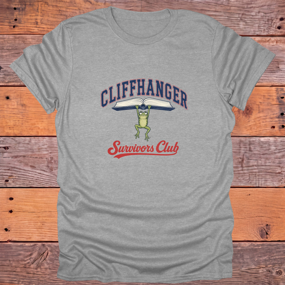 Cliffhanger Survivors Club Frog Bookish T-Shirt - Sport Grey