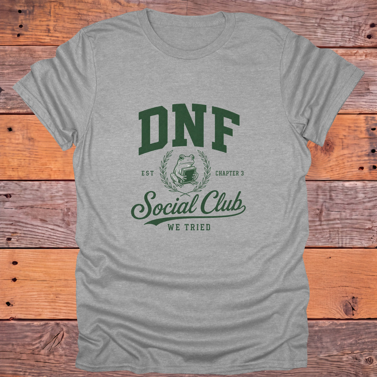 DNF Social Club Frog Bookish T-Shirt - Sport Grey