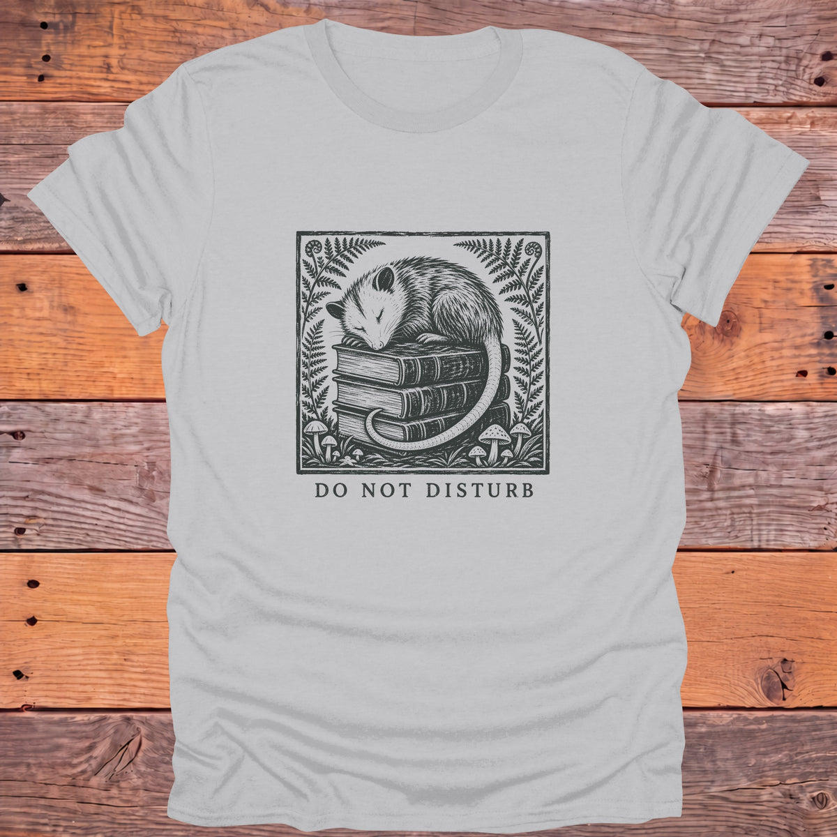 Do Not Disturb Sleeping Possum Bookish T-Shirt - Ice Grey