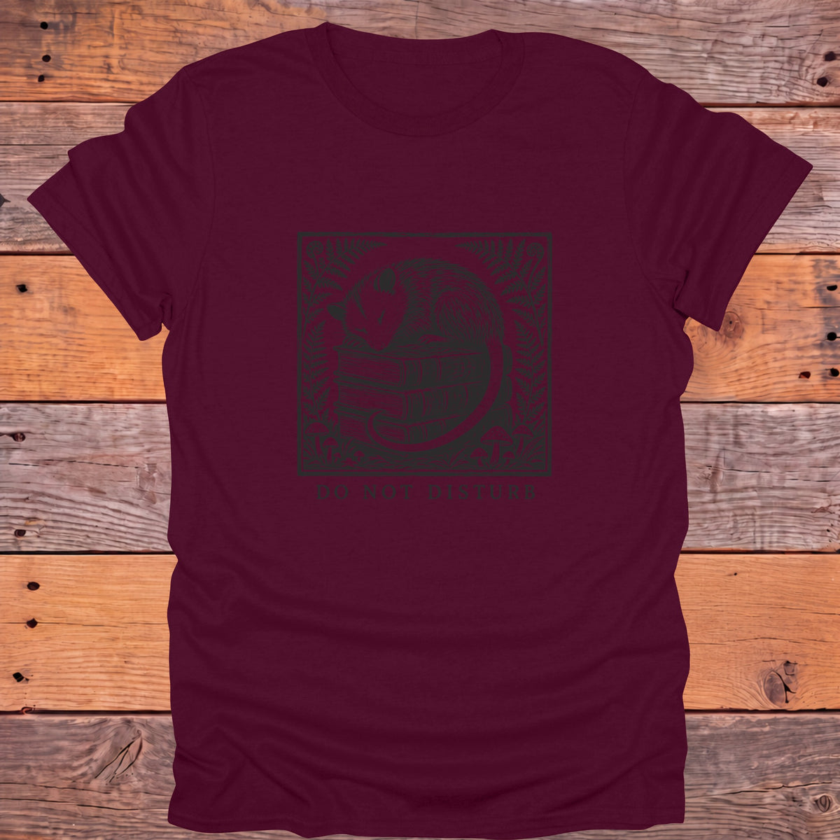 Do Not Disturb Sleeping Possum Bookish T-Shirt - Maroon