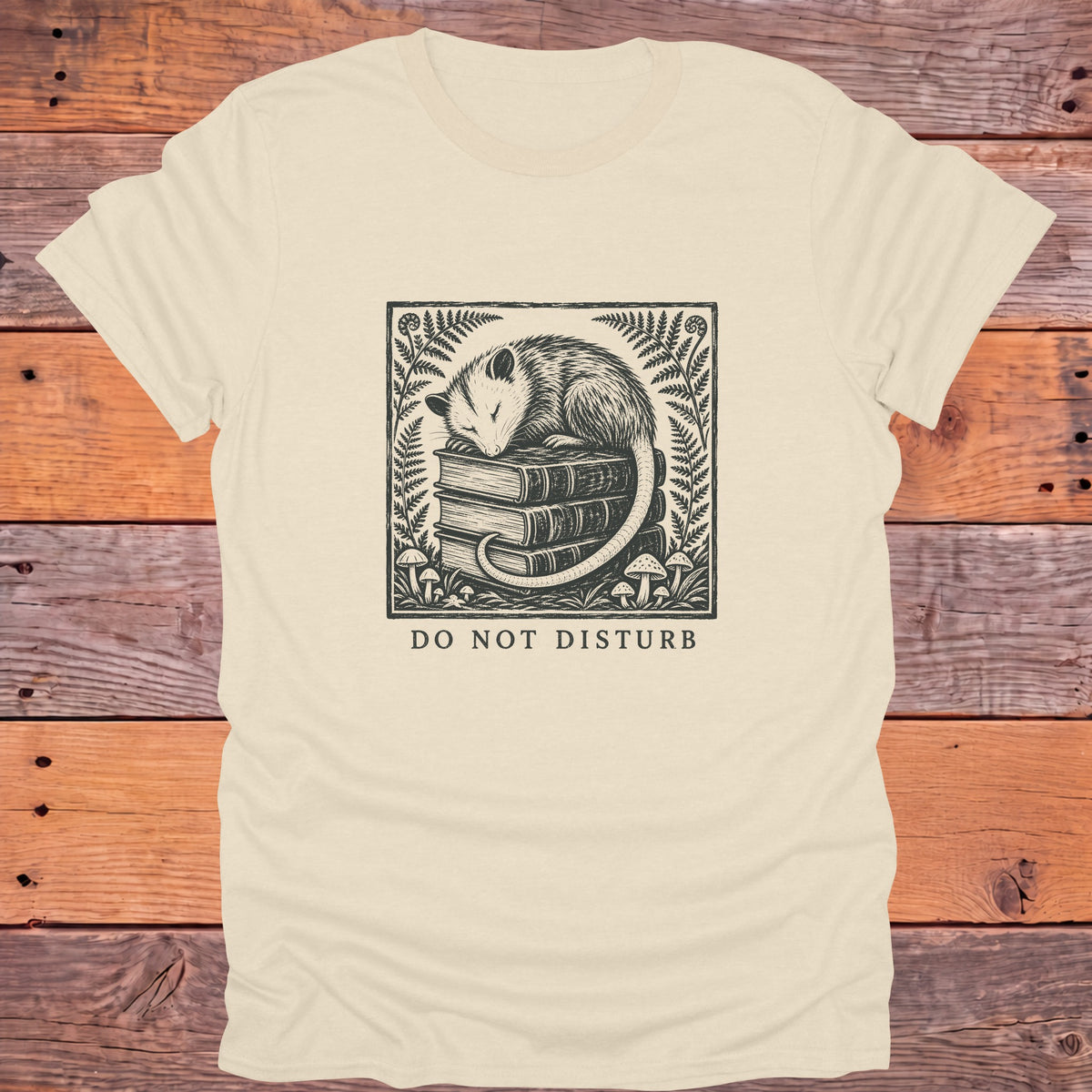 Do Not Disturb Sleeping Possum Bookish T-Shirt - Natural