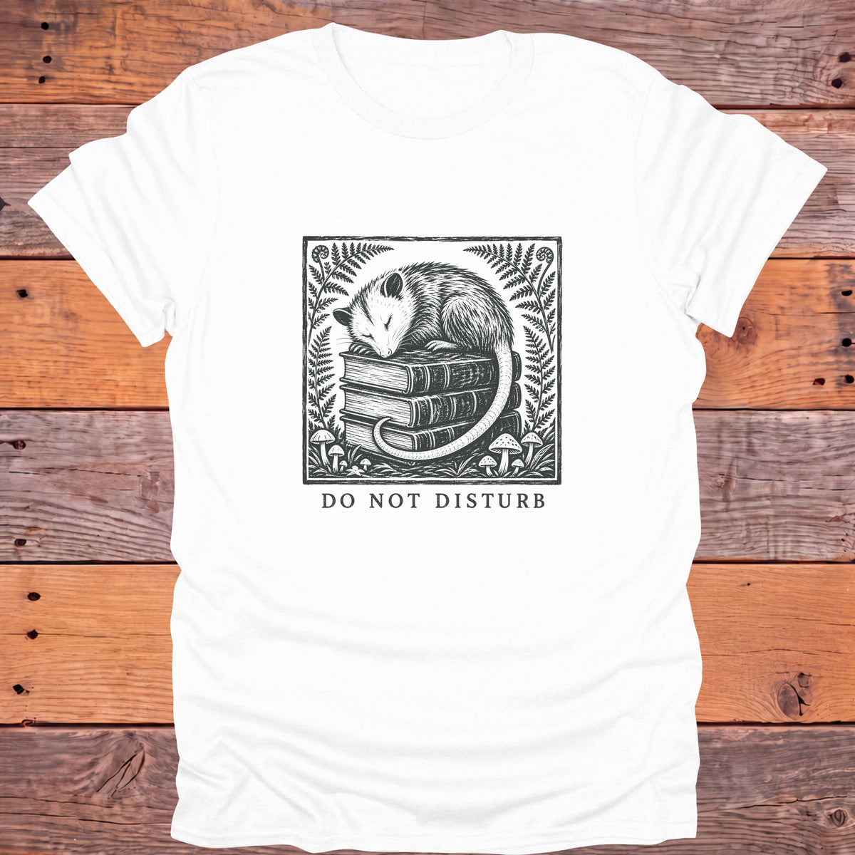 Do Not Disturb Sleeping Possum Bookish T-Shirt - White