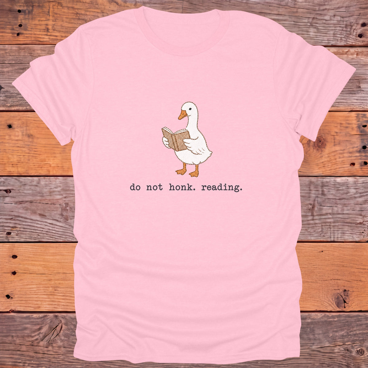 Do Not Honk I'm Reading Goose Bookish T-Shirt - Light Pink