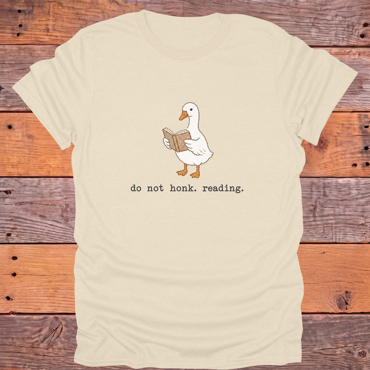 Do Not Honk I'm Reading Goose Bookish T-Shirt - Natural