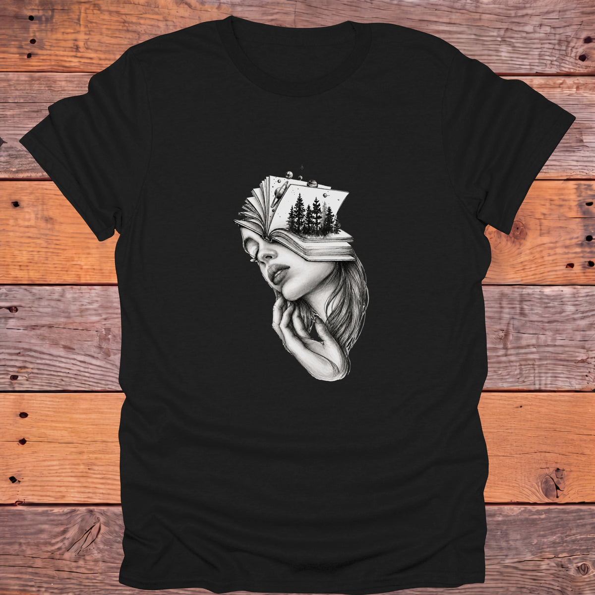 Dreaming Reader Fantasy Bookish T-Shirt - Black