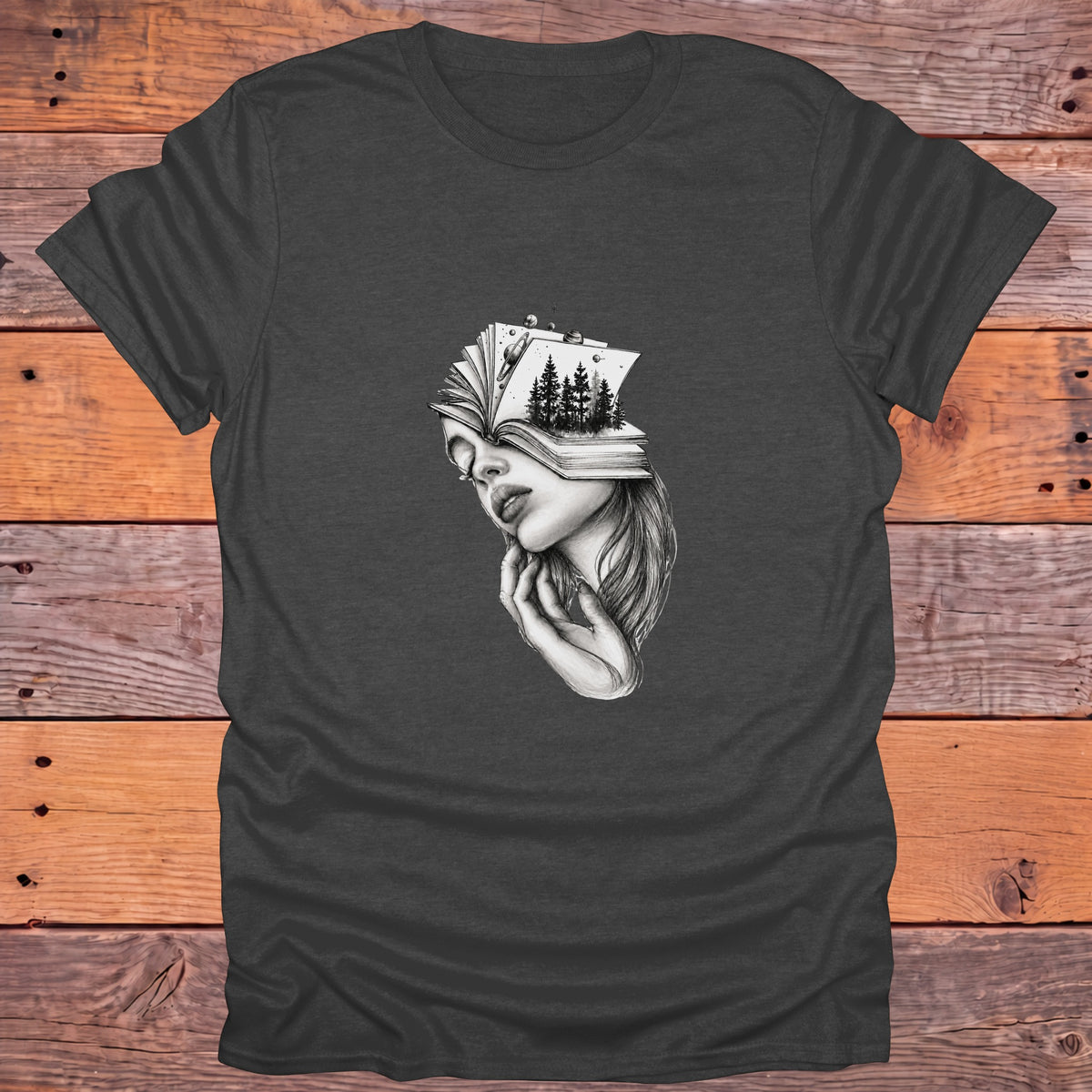 Dreaming Reader Fantasy Bookish T-Shirt - Dark Heather