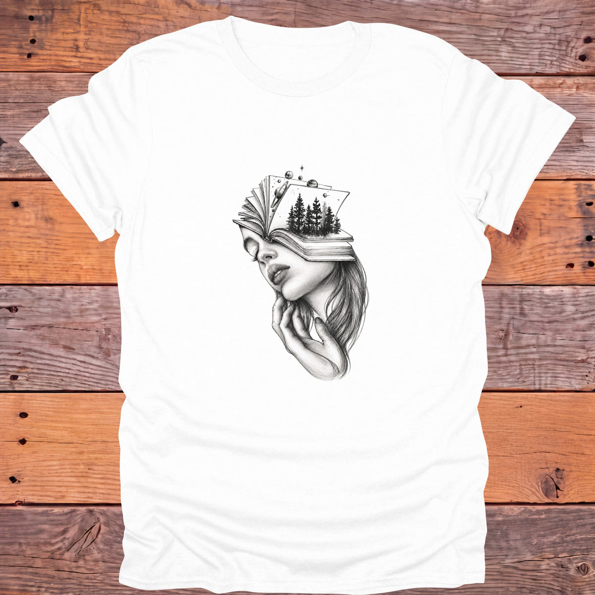 Dreaming Reader Fantasy Bookish T-Shirt - White