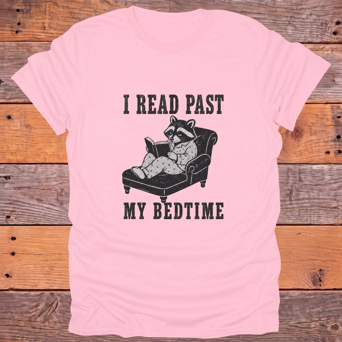 I Read Past My Bedtime Bookish T-Shirt - Light Pink