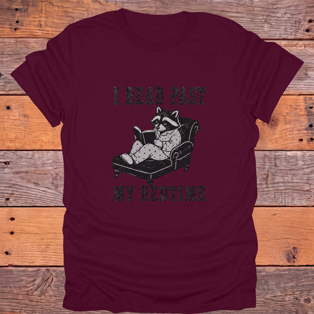 I Read Past My Bedtime Bookish T-Shirt - Maroon
