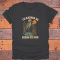 I'd Rather Be Heron My Own Blue Heron Bookish T-Shirt - Charcoal