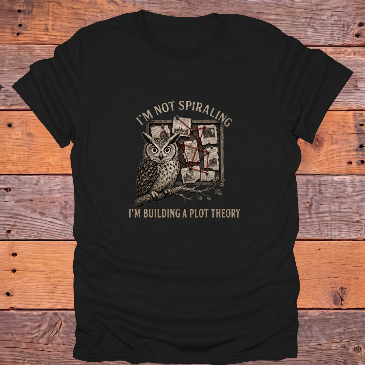 I'm Not Spiraling Plot Theory Owl Bookish T-Shirt - Black