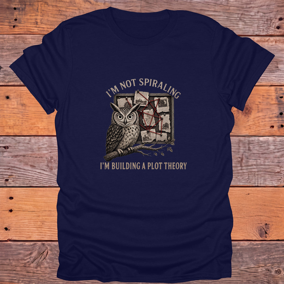 I'm Not Spiraling Plot Theory Owl Bookish T-Shirt - Navy