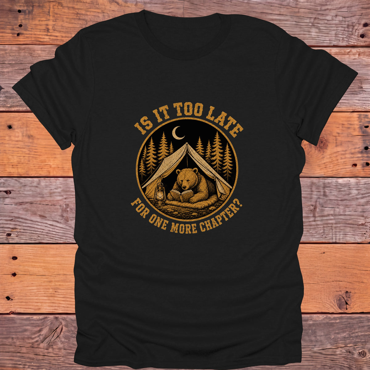 Is It Too Late for One More Chapter Bear Bookish T-Shirt - Black