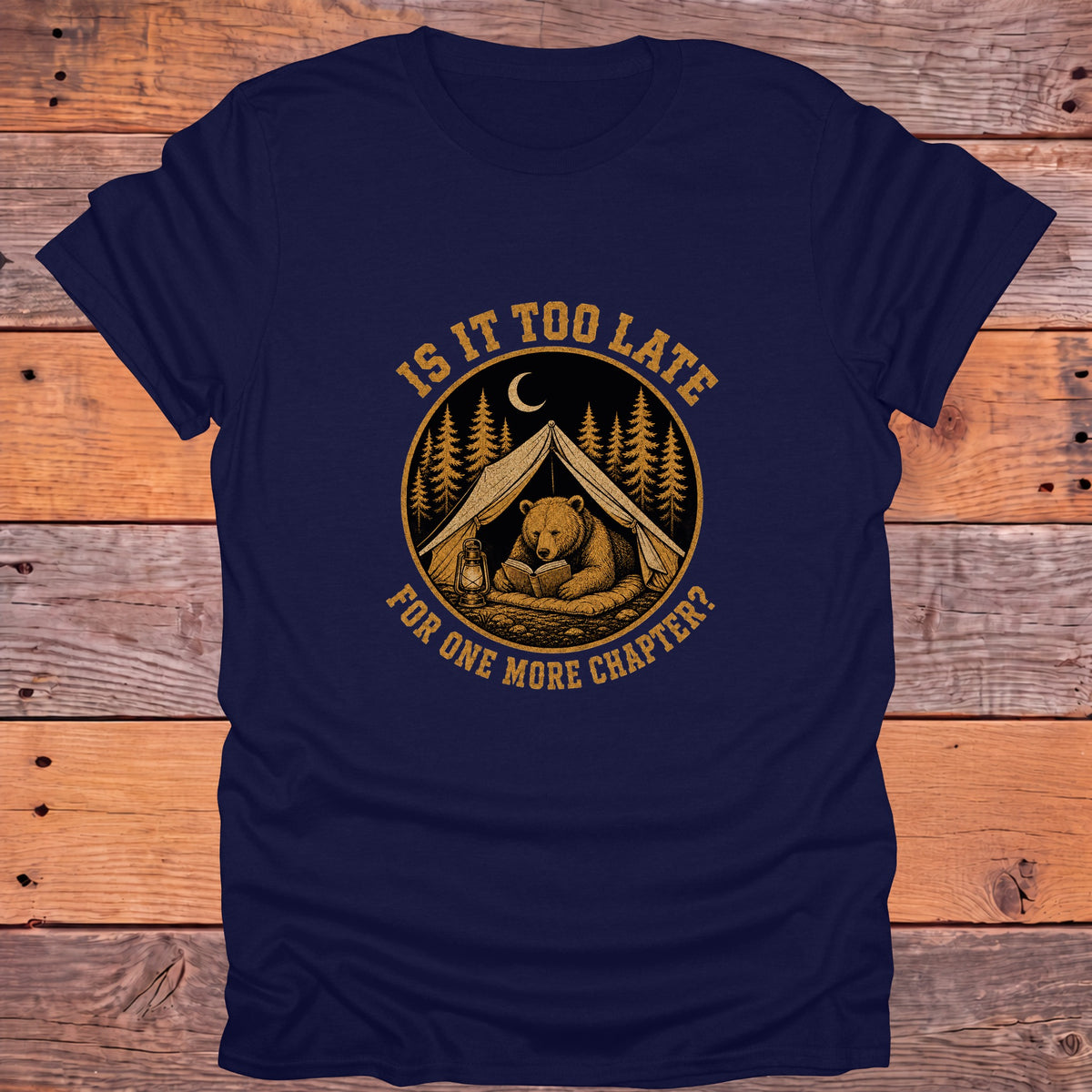 Is It Too Late for One More Chapter Bear Bookish T-Shirt - Navy