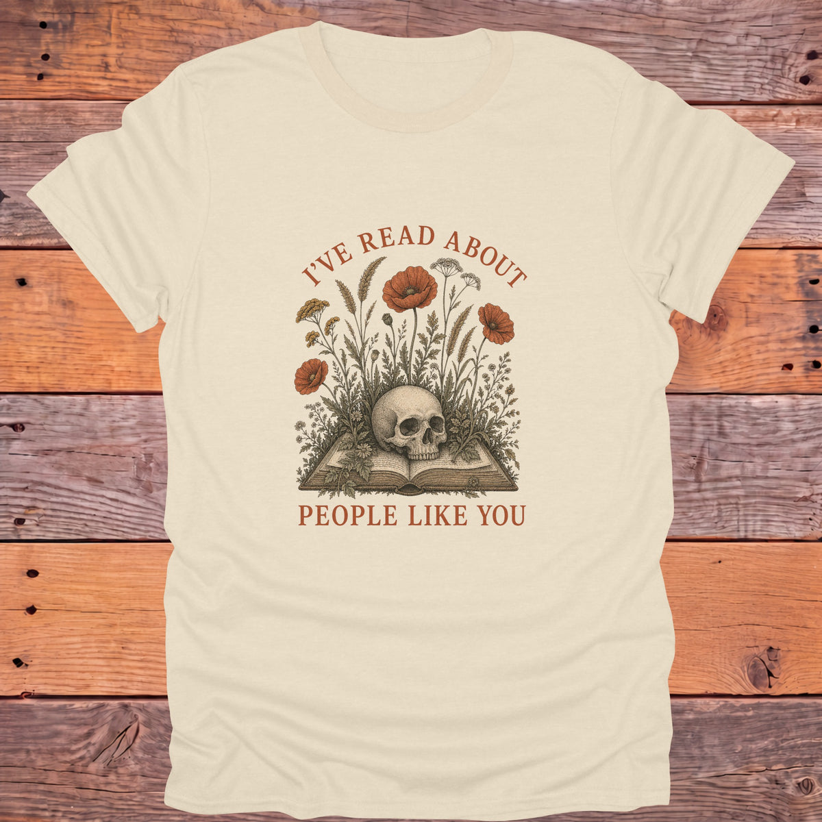 I've Read About People Like You Skull Bookish T-Shirt - Natural