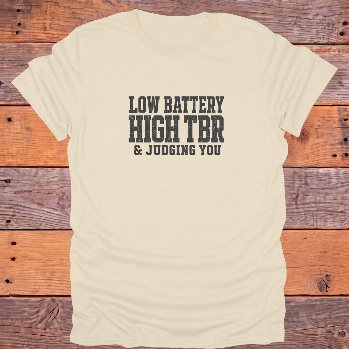 Low Battery High TBR Judging You Bookish T-Shirt - Natural