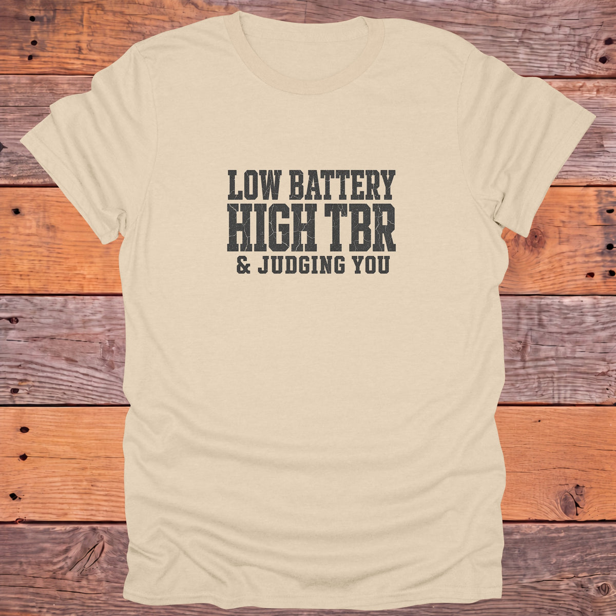Low Battery High TBR Judging You Bookish T-Shirt - Sand