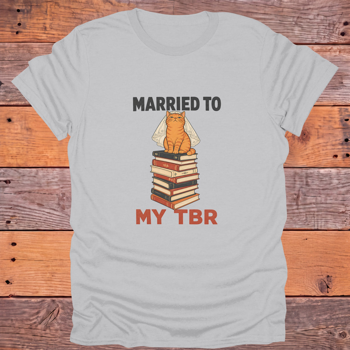 Married to My TBR Cat Bride Bookish T-Shirt - Ice Grey