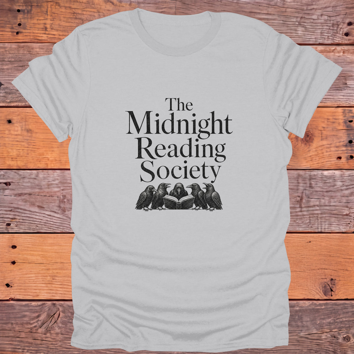 The Midnight Reading Society Dark Academia Bookish T-Shirt - Ice Grey
