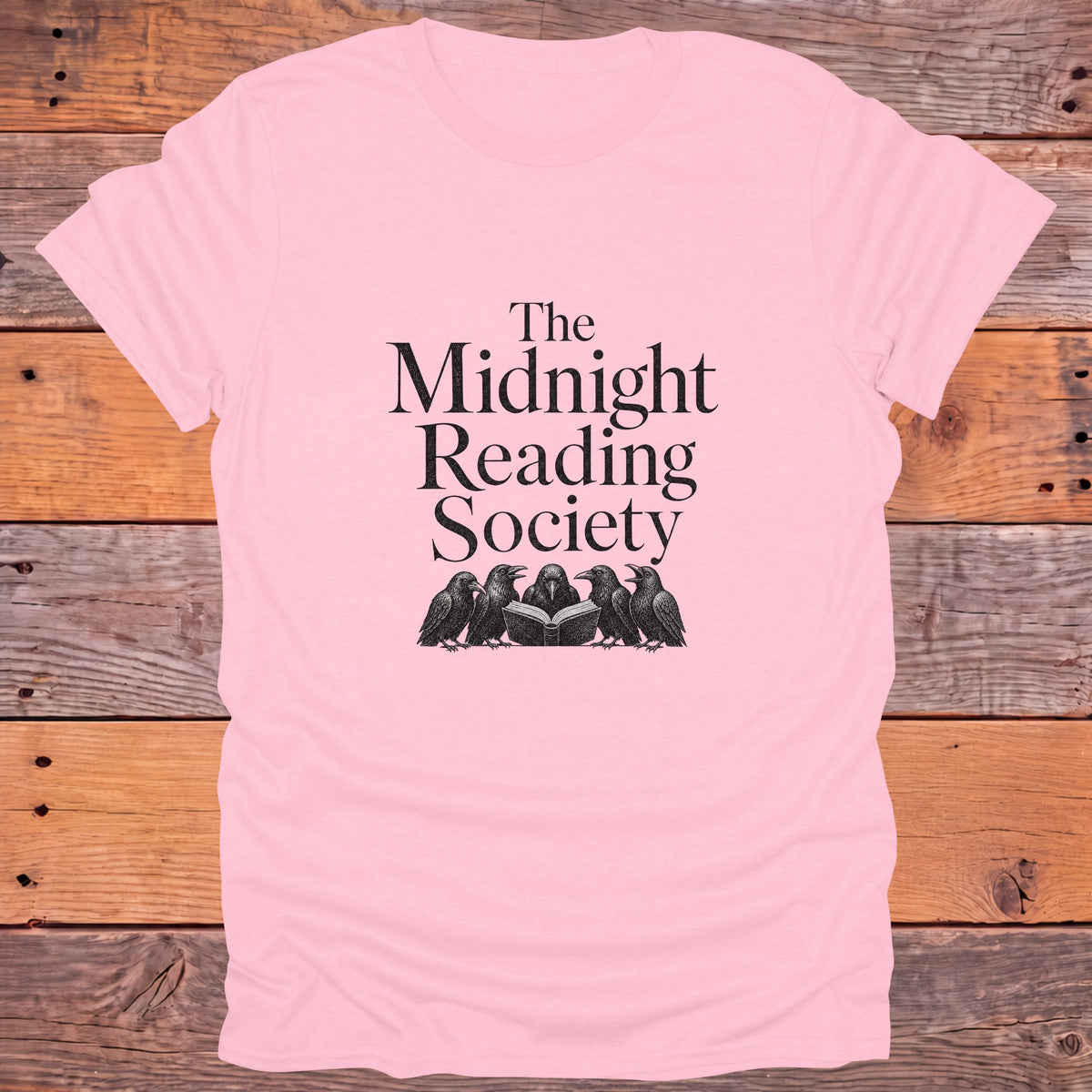 The Midnight Reading Society Dark Academia Bookish T-Shirt - Light Pink