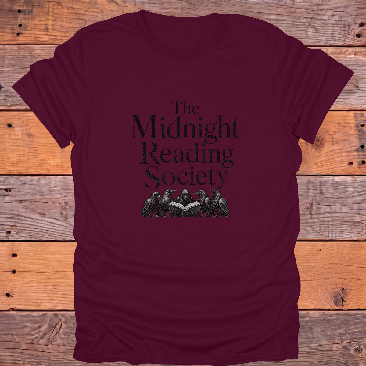 The Midnight Reading Society Dark Academia Bookish T-Shirt - Maroon
