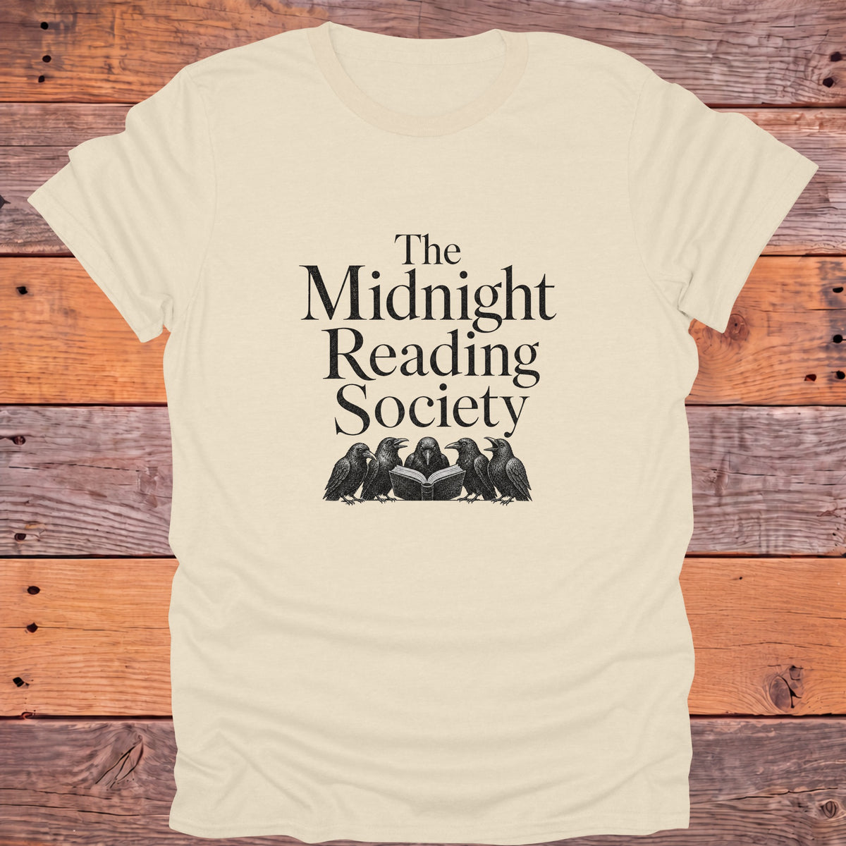 The Midnight Reading Society Dark Academia Bookish T-Shirt - Natural