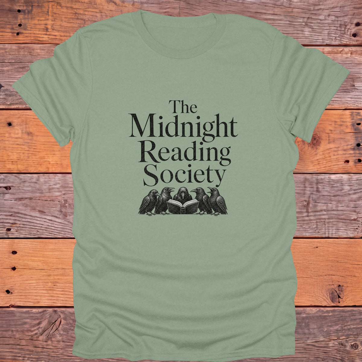 The Midnight Reading Society Dark Academia Bookish T-Shirt - Sage