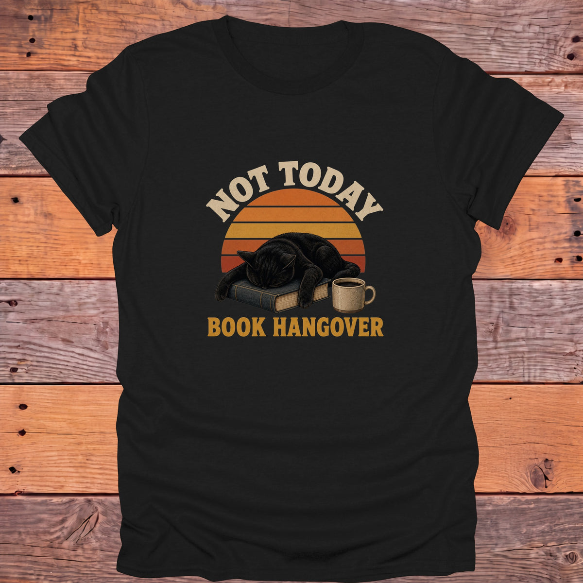 Not Today Book Hangover Black Cat Bookish T-Shirt - Black