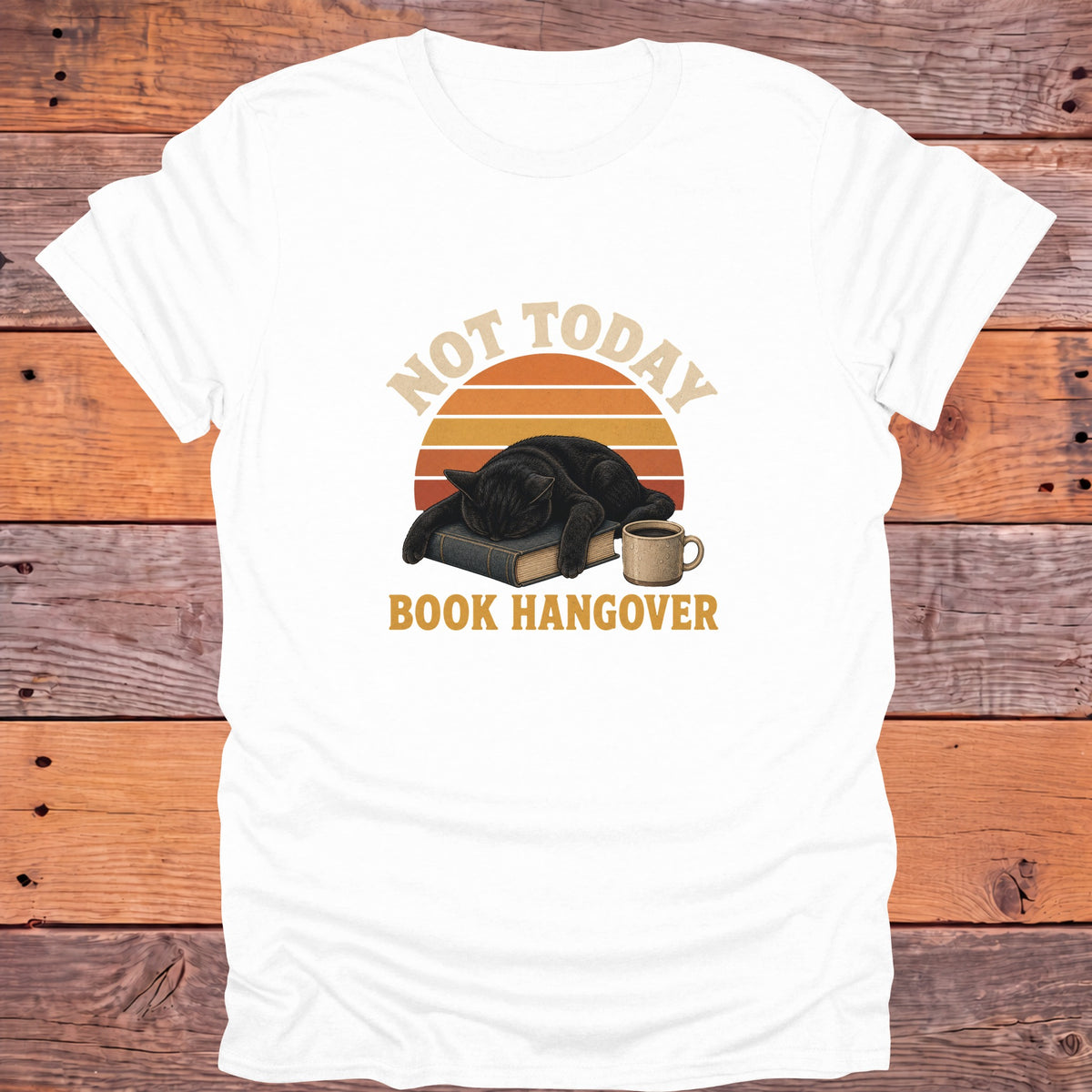 Not Today Book Hangover Black Cat Bookish T-Shirt - White