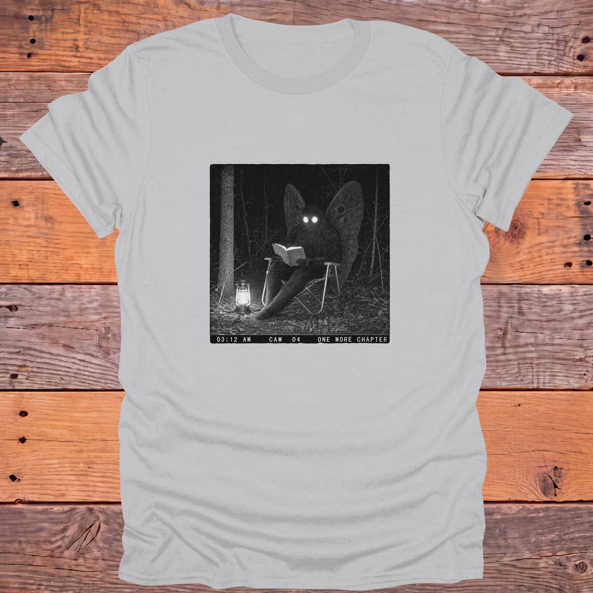 One More Chapter Mothman Bookish T-Shirt - Ice Grey