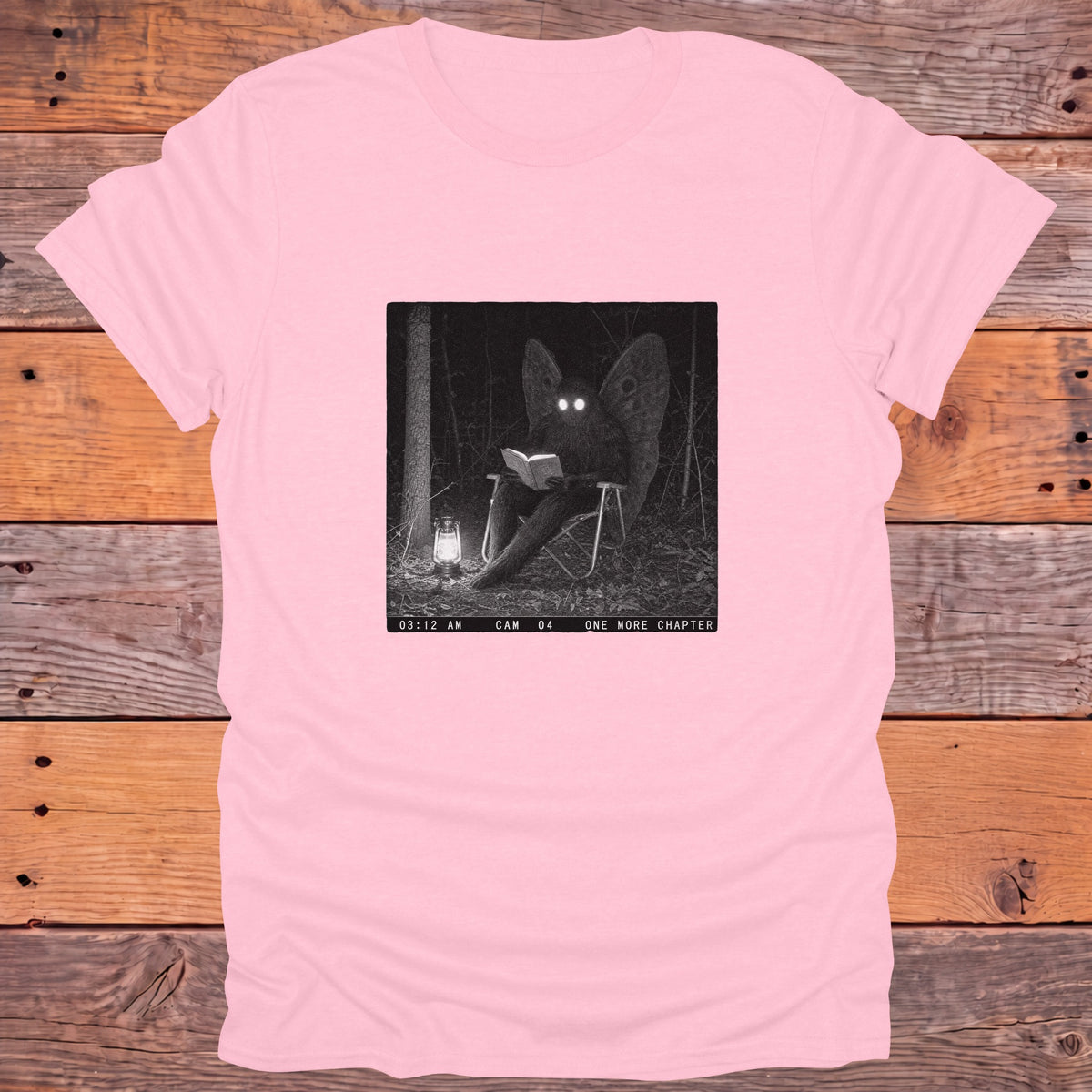 One More Chapter Mothman Bookish T-Shirt - Light Pink