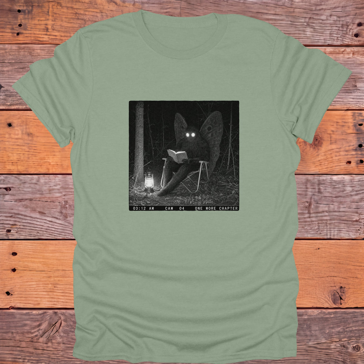 One More Chapter Mothman Bookish T-Shirt - Sage