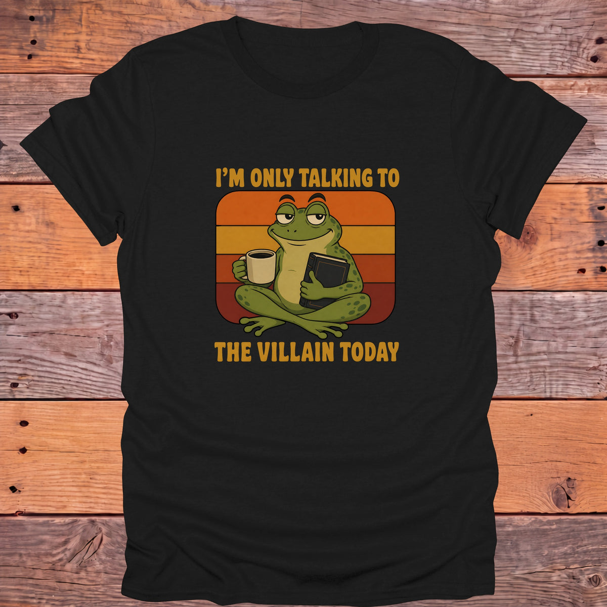 Only Talking to the Villain Today Frog Bookish T-Shirt - Black