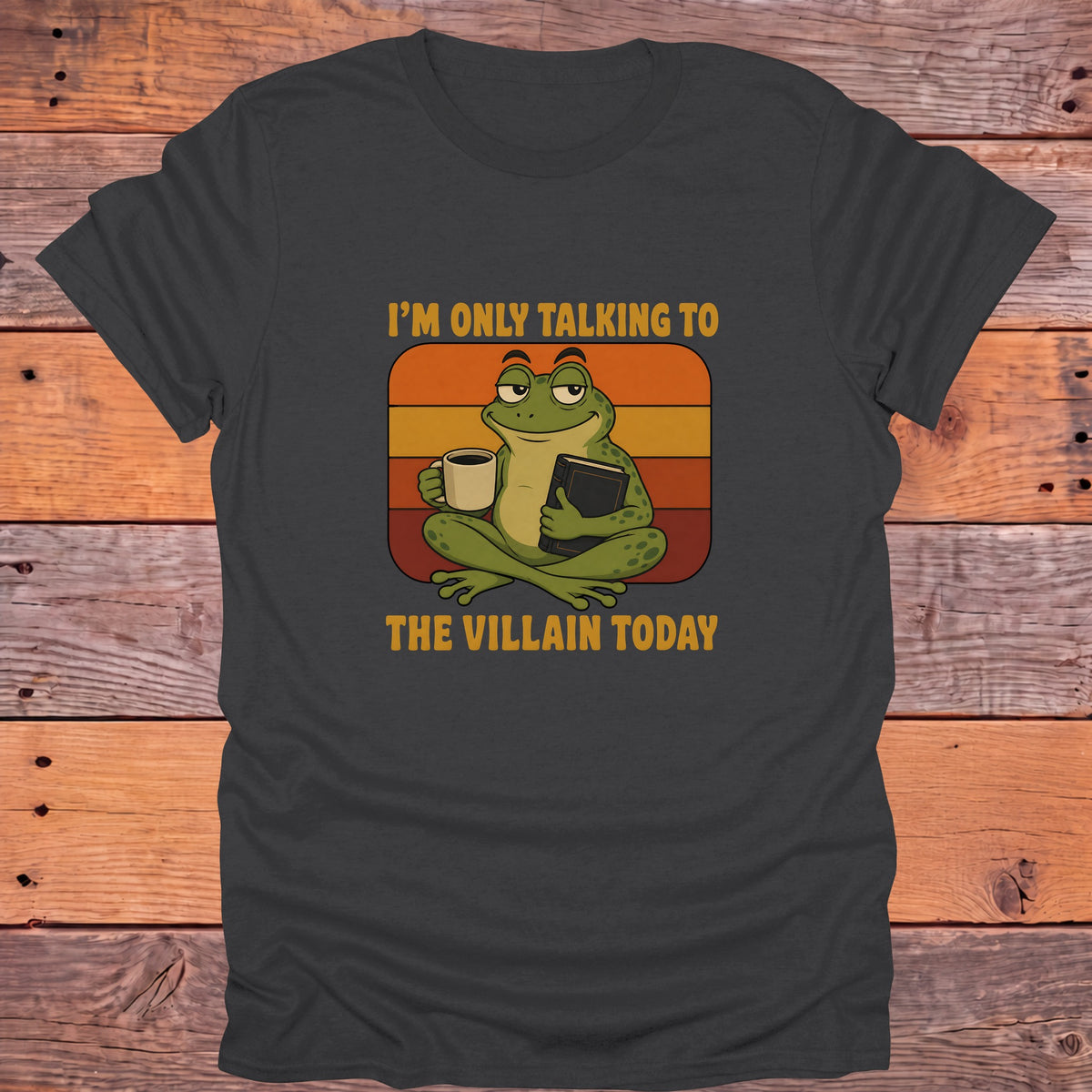 Only Talking to the Villain Today Frog Bookish T-Shirt - Charcoal