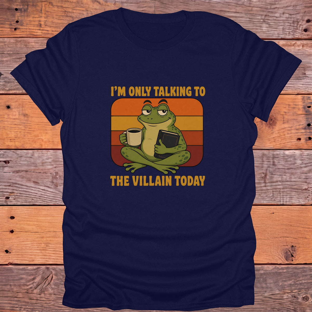 Only Talking to the Villain Today Frog Bookish T-Shirt - Navy