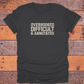 Overbooked Difficult and Annotates Bookish T-Shirt - Charcoal