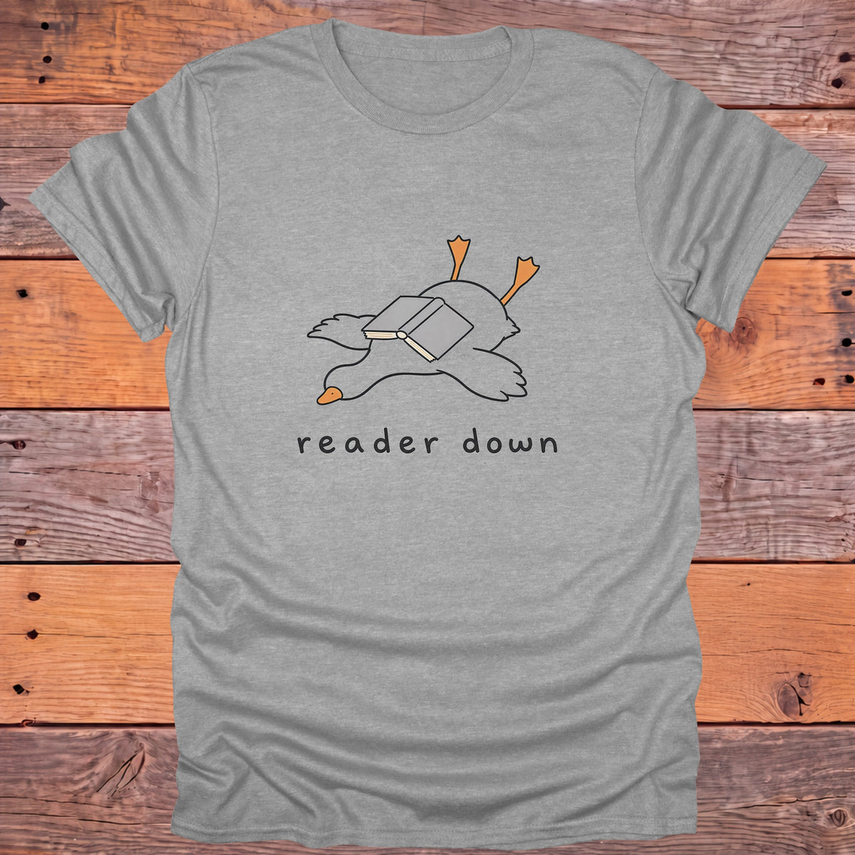 Reader Down Goose Bookish T-Shirt - Sport Grey