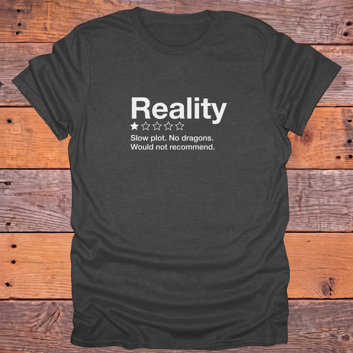 Reality One Star Review Slow Plot No Dragons Bookish T-Shirt - Dark Heather